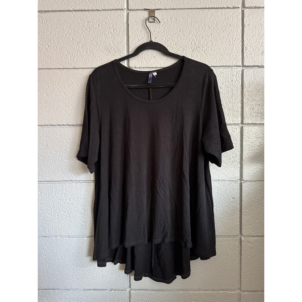 Heartstring Black Short Sleeve High Low Stretchy Tunic Top size XL